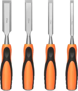4 Piece Wood Chisel Sets Woodworking Tools Set, Wood Chisels for Woodworking with Steel Hammer End, Wood Tools Chisel Set Woodworking with Ergonomic Plastic Handle