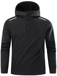 Men's Sporty Loose-Fit Hooded Sweatshirt, Athletic Hoodie, Reflective Straps Design, Elastic & Warm Fabric, Ideal for Daily Wear & Fitness Activities