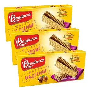 Bauducco Hazelnut & Vanilla Cream Layered Wafers, 5 oz per Unit, 3-Pack Cookie Snack for All Ages & Afternoon Merienda (Contains Hazelnut)