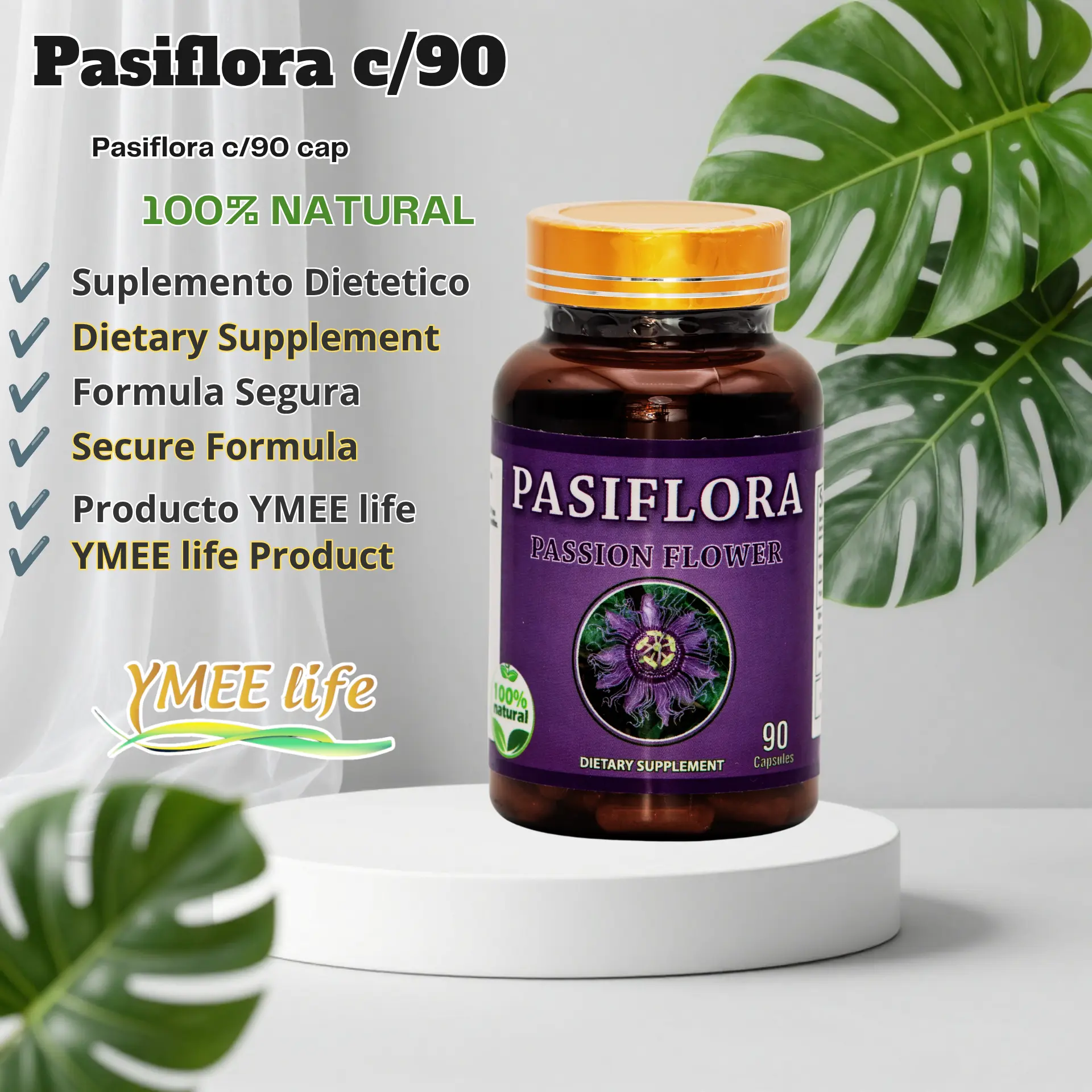 Passion Flower Dietary Supplement Capsules - 100% Natural Pasiflora Quality Capsules, Sleep Support, Anxiety Relief & Herbal Wellness Boost