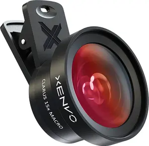 Pro Lens Kit for Iphone and Android, Macro and Wide Angle Lens with LED Light and Travel Case Black Xenvo