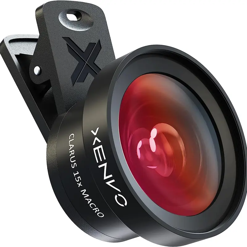 Pro Lens Kit for Iphone and Android, Macro and Wide Angle Lens with LED Light and Travel Case Black Xenvo