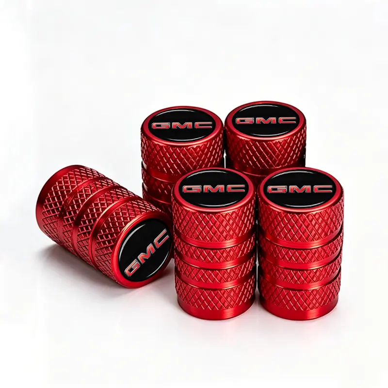 5-Pack Red Black Commercial Heavy Duty Tire Valve Stem Caps, TPMS Safe Wear Dust Corrosion Proof, Full Size Truck Wheel Accessories for GMC Sierra Acadia Canyon Terrain Yukon Pickup SUV