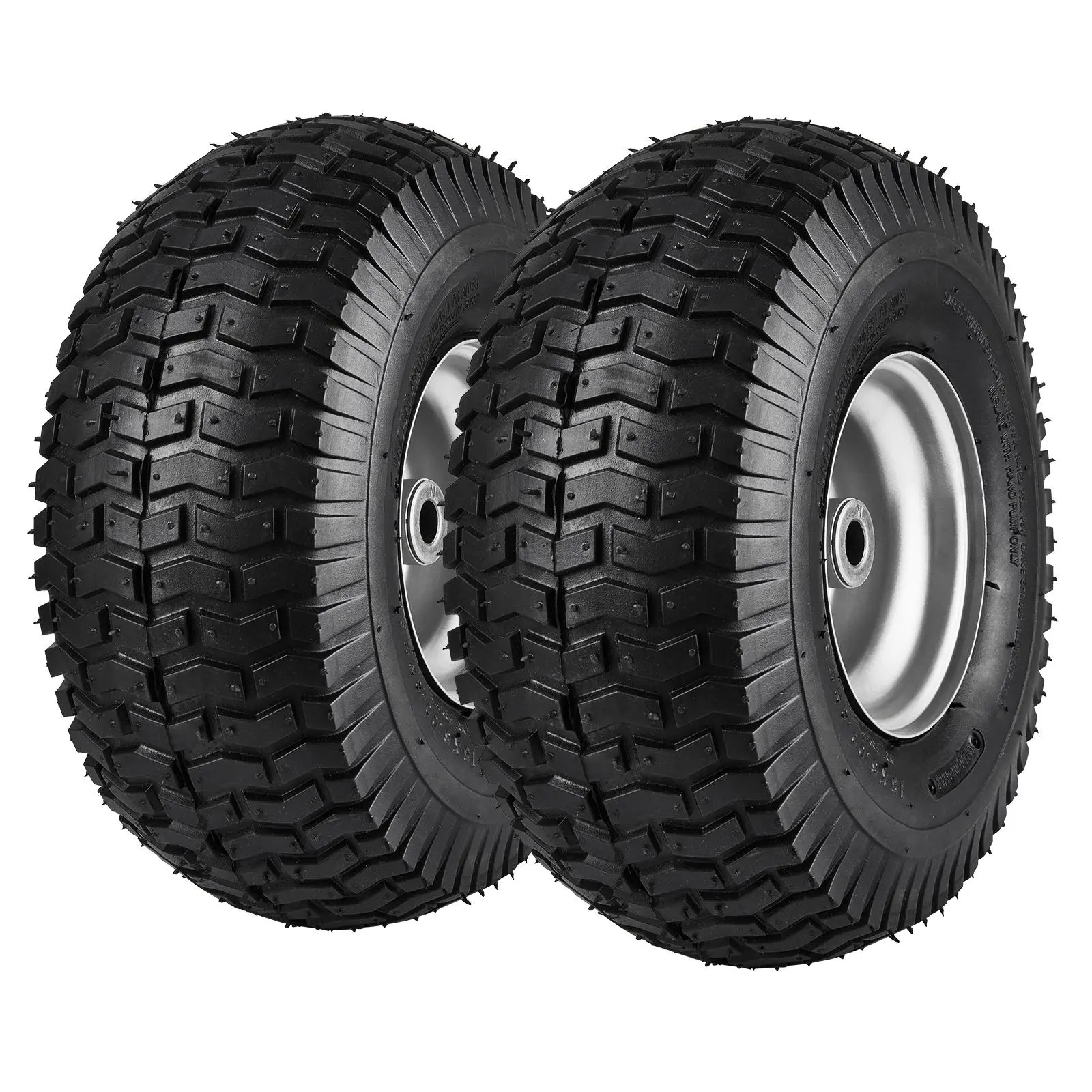 【summerfinds】VEVOR Lawn Mower Tires, 15x6-6" Lawn Tractor Tires, 2-Pack Tire and Wheel Assemblies, Turf Pneumatic Tires with 3" Centered Hub and 3/4" Bushing Size, 16 PCS Adapters for Riding Mowers Lawn Tractors
