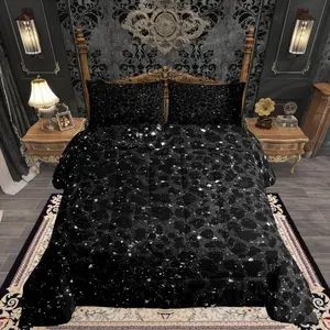 Bright Black Leopard Bedding Set Soft for Boys Girls,Cheetah Comforter Set Animal Print Duvet Quilt Microfiber Leopard Fur Print Bedroom Decor Safari