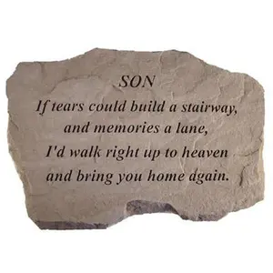 212 MAIN Garden Stone - Kay Berry Inc. 99720 "Son-If Tears Could Build A Stairway" Weatherproof Cast Stone Wall Mount Memorial Decor, 16x10.5x1.5"