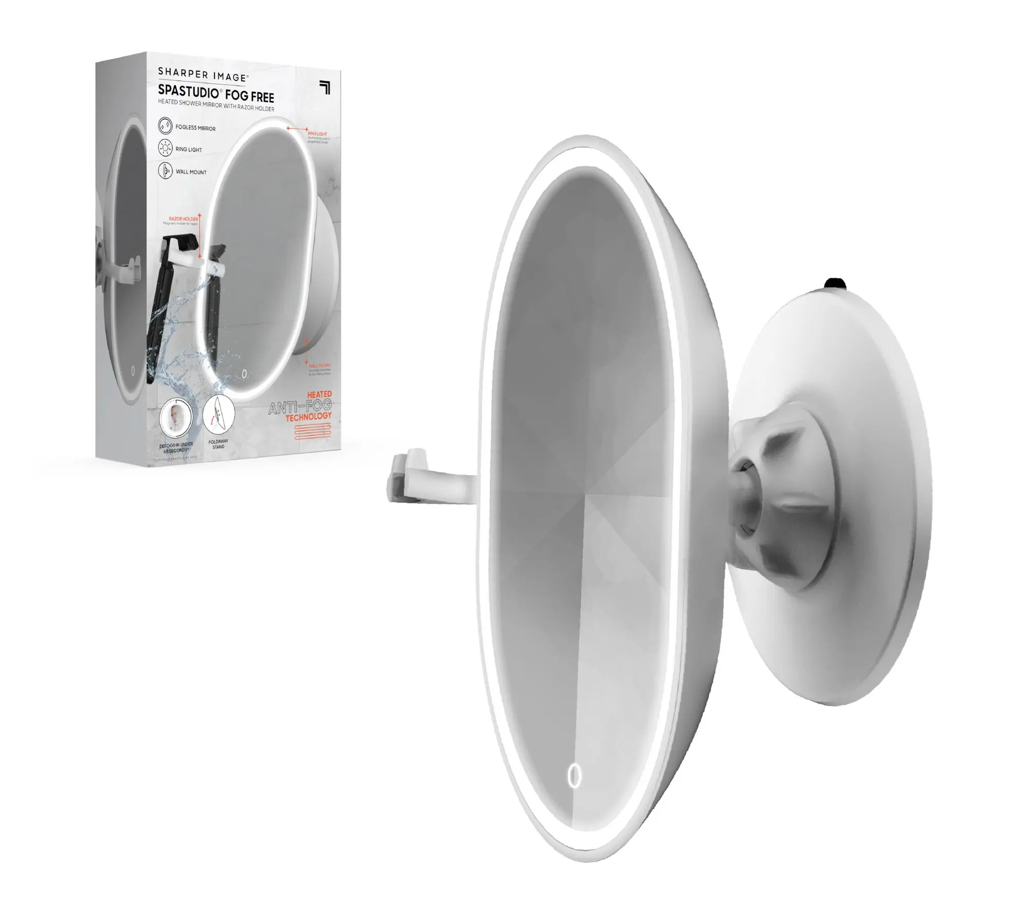 Sharper Image Shower Mirror with Hook Mount