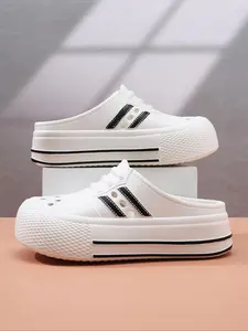 Women's Minimalist Plain Color Platform Slides, Casual Comfortable Breathable Non-slip Thick Sole Slippers for Summer, All-match Commuter Shoes for Work & Daily Wear, Girl, Thick Bottom Slippers, Soft Non Slip, Breathable Nonslip