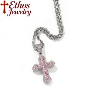 AAA+D Color CZ High-Quality Cross Necklace with Full Inlay, Shiny Necklace, Waterproof and Suitable for Daily Wear