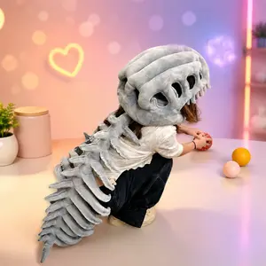 Spooky Dinosaur Plush Spine Skeleton Headpiece - Comfortable Halloween Costume Accessory, Funny Face Mask, Mask Cosplay, Adult Role Play Item, Party Photo Prop, Creative Prank Gift, Festive Party Wear Mask Design