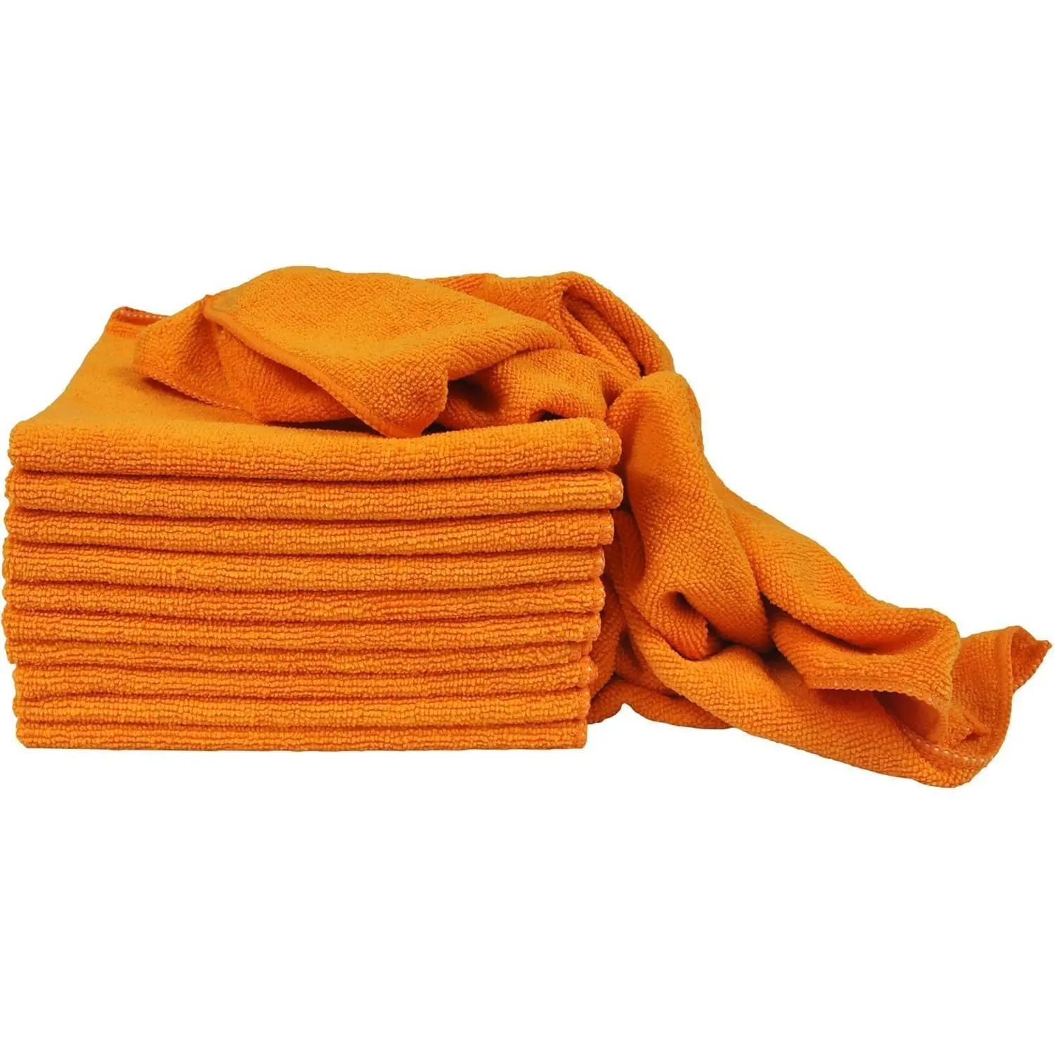 16x16 Inch 240 GSM Terry Weave Utility Cleaning Towels, 12-Pack Multipack, Streak-Free, Scratch-Free, Reusable, Ultra Absorbent, Multi-Surface for Home, Garage, Orange, Aircraft