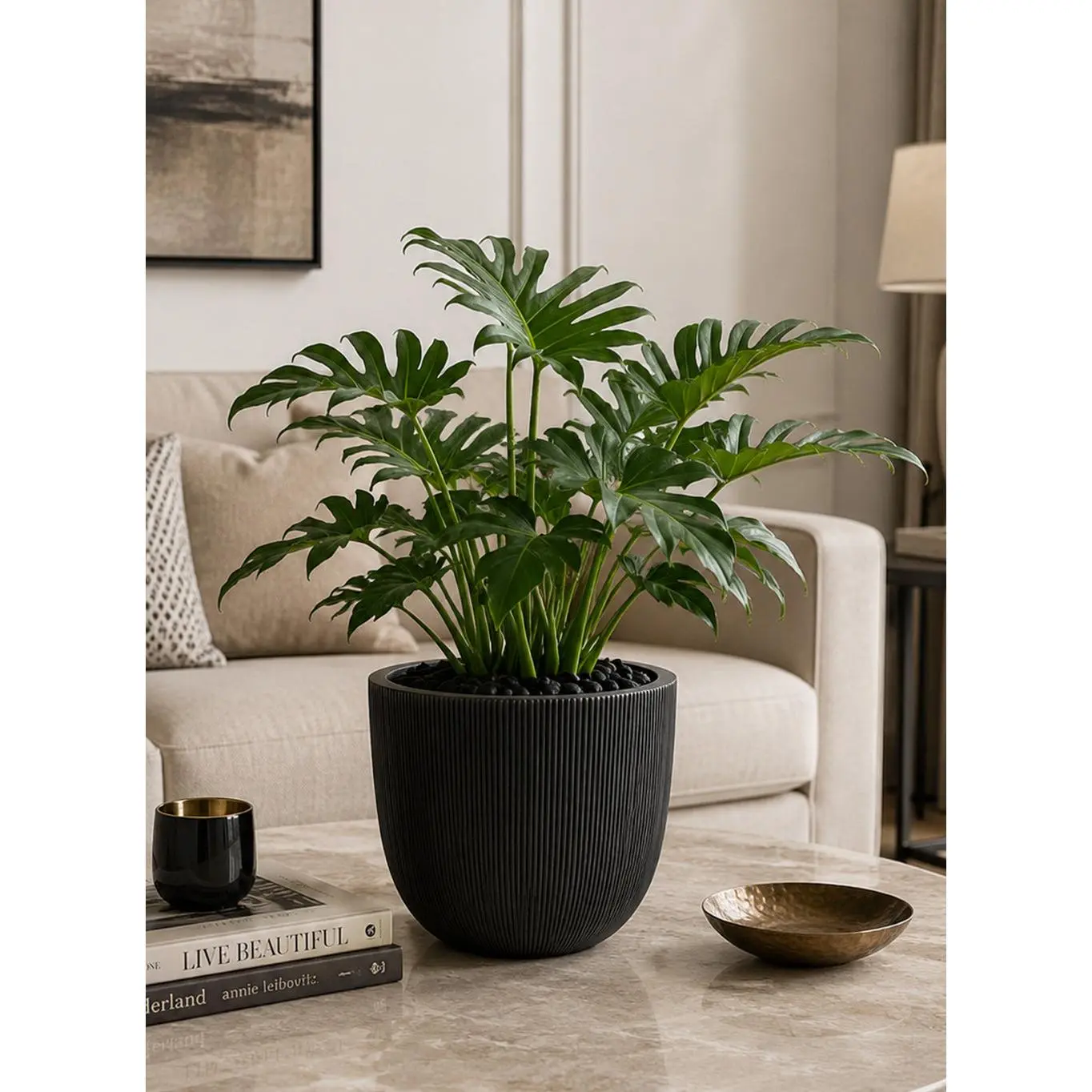 Ebon Ribbed PVC Planter Collection