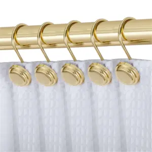 Utopia Alley  Shower Hooks - Shower Curtain Rings for Bathroom - Rust Proof Shower Curtain Hooks for Shower Curtain or Liner - Set of 12, Gold