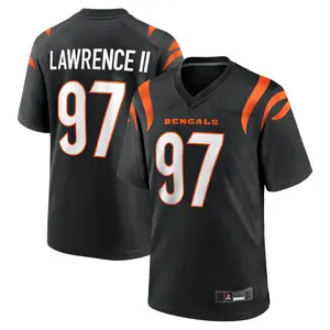 Men's Number 97 Black/Orange Football Fan Jersey Printed Athletic Sports Shirt Game Day Apparel Breathable Performance Uniform Lightweight Football Clothing Fan Gear Tailgate Outfit Collector Gift