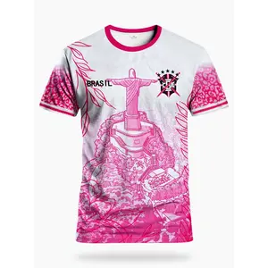 Brazilian theme sports T-shirt featuring the image of Christ the Saviour. Comfortable and breathable, suitable for training, competitions and leisure activities.