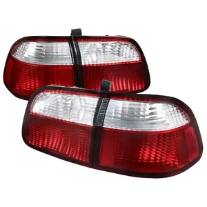 1999-2000 Civics Sedan Tail Lights (Chrome Housing/Red Clear Lens)