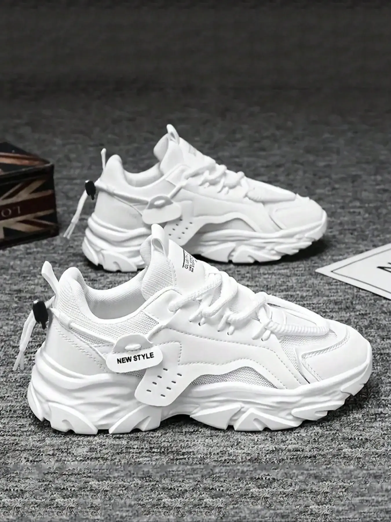 Men's Casual Skateboarding Shoes, Skater Shoes, Street Shoes, PU Leather Upper, Anti-Slip PVC Sole, All-Season Comfort, Low Top, Lace-Up Design, Outdoor Sports, Trending Shoes