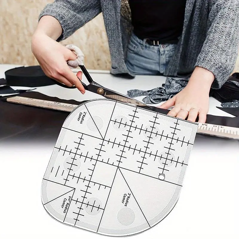 Acrylic Curved Corner Cutter Ruler Measuring, Sewing Quilting Patchwork Template Tool, Transparent Mixed Color, For DIY Sewing Enthusiasts, Perfect for Quilting, Patchwork & Crafting Projects, Sewing Accessories And Supplies