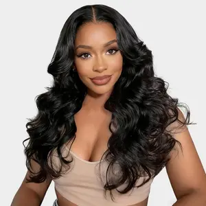 Tuneful 13x6 HD Trandparent Lace Front Hair Wigs Natural Black Body Wave 180% Density Pre Plucked Lace Frontal Wigs for Women