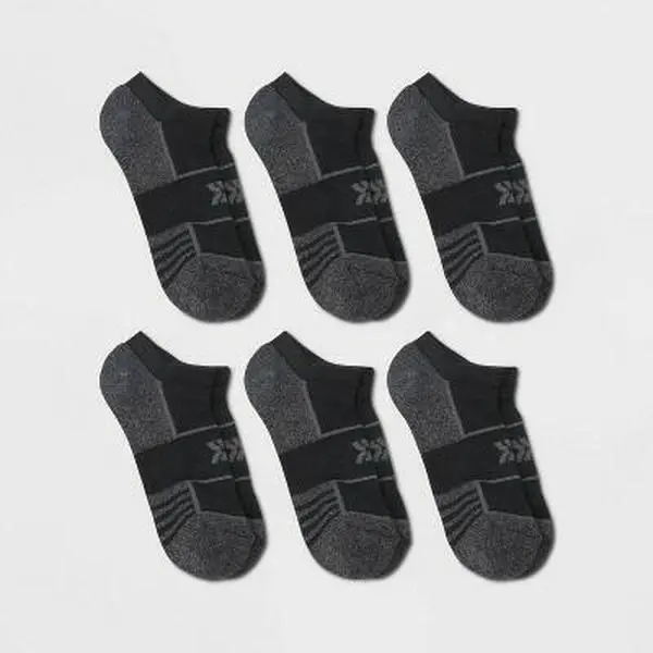Women's 6pk Cushioned Mesh No Show Athletic Socks - All In Motion™ Black 4-10, Active Feet Sports Socks, Grip Sports Socks Vented Mesh Low-Cut