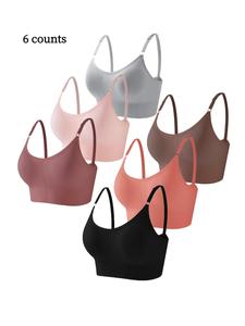 women's solid adjustable strap wireless bra, breathable casual fit removable padded lingerie top for daily wear, softness lingerie for all seasons, bra pack, underwear for women, bras women, womenswear