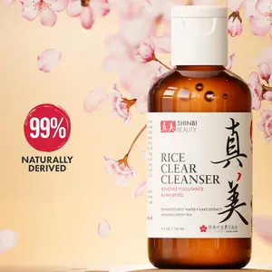 Shinbi Beauty Rice Clear Cleanser - 99% Natural Japanese Skincare with Fermented Rice Water & Green Tea Extract - 4oz Gentle Facial Cleanser for Radiant Skin - Cleansing