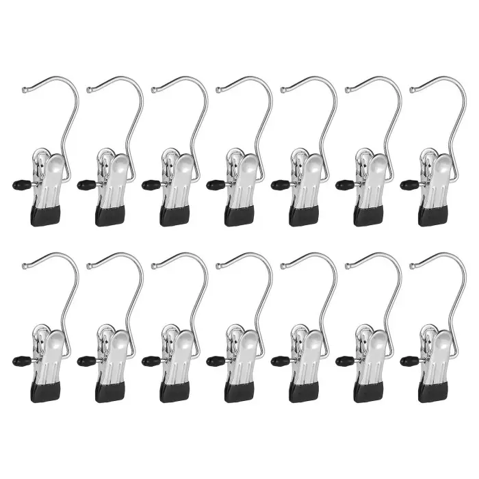 22 PCS Anti-rust Clip Space-saving Clothespin Hat Pants Storage Hanging Travel Hook Hanger Household Organiser Laundry Lightweight Room Stainless Steel Waterproof pant hanger