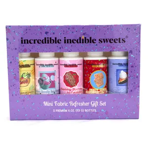 Customized Scents - Mini Fabric Refresher Gift Set - Set of 5 4 Oz. Mini Bottles - Choose Your Scents - Incredible Inedible Sweets Dessert Scented Premium Fabric Refresher & Linen Sprays