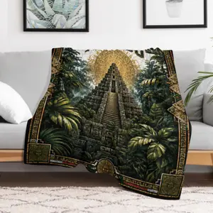 Mexico Heritage Blanket – Ancient Mayan Pyramid & Chichen Itza Design, Ultra Soft Fleece Throw Blanket for Couch, Bed & Living Room, Perfect Gift for Proud Mexicans and Culture Lovers
