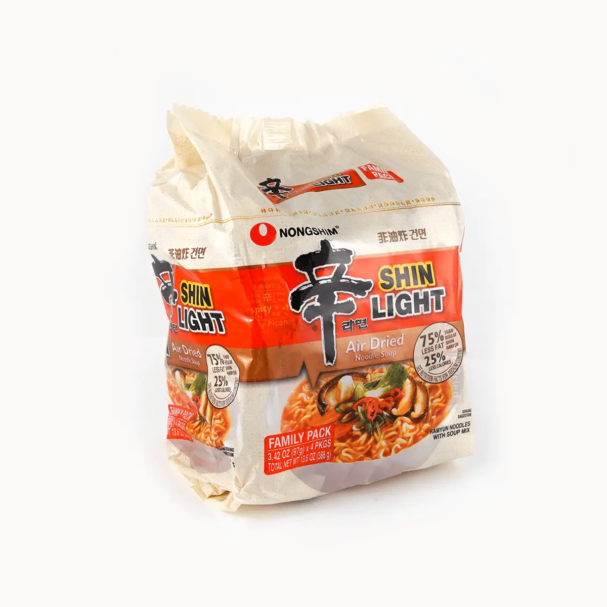 NONGSHIM Shin Ramyun Light - Low Calorie, Non-Fried Instant Noodles, 4 ...