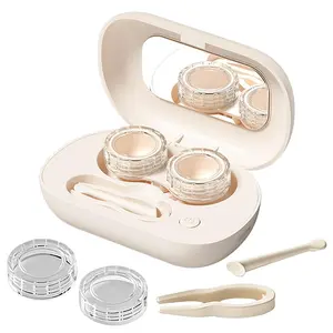 Magnetic Suction Contact Lens Cleaner Case, Travel-Sized Cute Pink Contact Lens Kit with Mirror – Complete Insertion, Removal & Cleaning Tool Set for Daily Use & Outdoor Travel