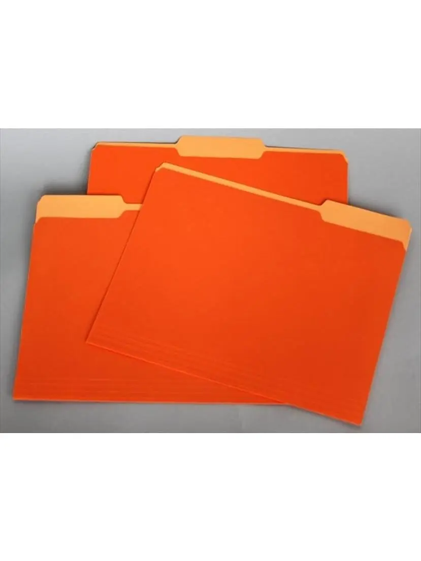 School Smart 085106 Thick Cardstock File Folders - Medium Weight, 1-3 Cut, 2-Tone Reversible, Letter Size, Orange, Pack of 100, Thick Cardstock Folders