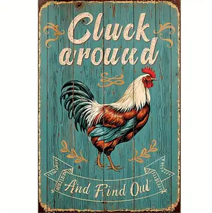 Funny Chicken Tin Sign Vintage Farm Decor For Kitchen Garden And Outdoor Spaces