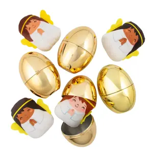 4" Religious Plastic Easter Eggs with Mini Stuffed Angel - 24 Pc.