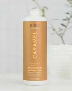 MineTan Spray Tan Solution | Caramel - Best Color Correcting Fake Tanning Mist for a Dark, Sun Kissed Golden Glow, Rapid Quick Dry, 1 Hour Express, Salon Professional Formula, Vegan, ​33.8 Fl Oz