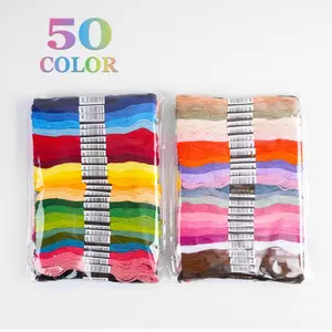 50 Colors Cross Stitch Threads, Handmade Embroidery Floss Set, DIY Craft Supplies, Durable & Vibrant Thread for Sewing Projects, Generous Length, Craft Quality