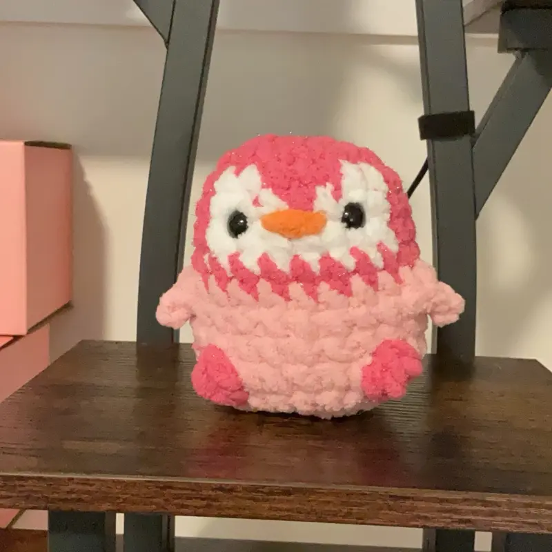 Handmade Crochet pink sparkly penguin plushie cute and cuddly Handmade Crochet pink sparkly penguin plushie cute and cuddly