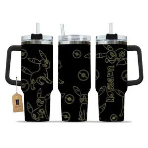 Elite Tumbler - Umbreon PKM Anime 40oz Travel Tumbler With Handle & Straw, Gift For Fans Anime, Insulated Cup for Hot & Cold Drinks