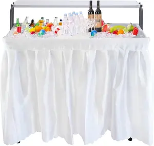 Nice C 4 ft Folding Ice Cooler Table, Party Cooler, Grazing Table, Tables with Drain, Party Tables, with Matching Skirt, Storage Shelf