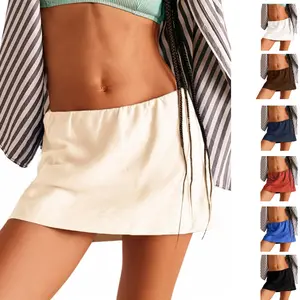 Molitree Womens Cotton Linen Skorts Casual Summervibes Cute A-Line Mini Skirts with Ruffle Inner Waistband Athletic Shorts Activewear