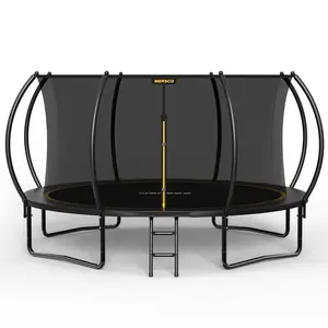 MERSCO Outdoor Trampoline (10FT/12FT/14FT Options) with Enclosure & Ladder, ASTM-Approved Recreational Model for Kids & Adults, Anti-Rust Coated Frame, Enhanced Weight Capacity