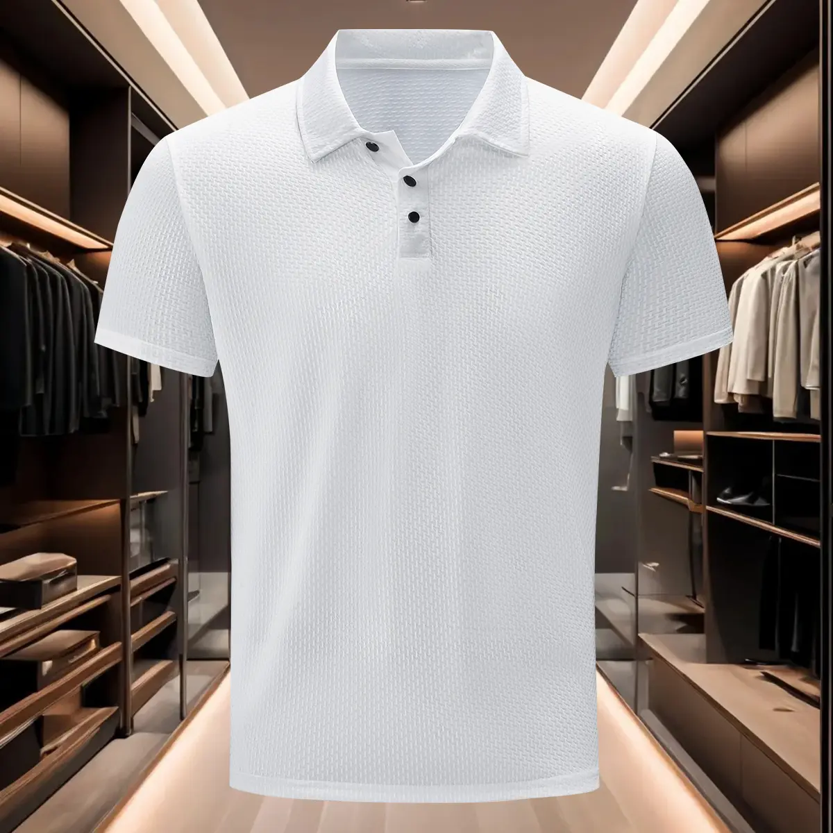 Men's Slim-Fit Ice Silk Short-Sleeve Plain Polo Shirt - 100% Polyester Breathable Knits Polo Shirt, Well-Fitting Blank Sweat-Absorbing Business Casual Top, Suitable for Summer Outdoor Wear, Tennis Training, Blank Polo Shirts, Knits Polo Shirts
