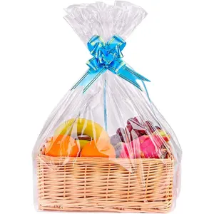 15 Pack Large Clear Cellophane  Bags for Baskets (24"x30") - 2 Mil Thick Basket Wrap for  Packaging, Transparent Wrapping for Christmas, Weddings,  Showers, Birthdays &