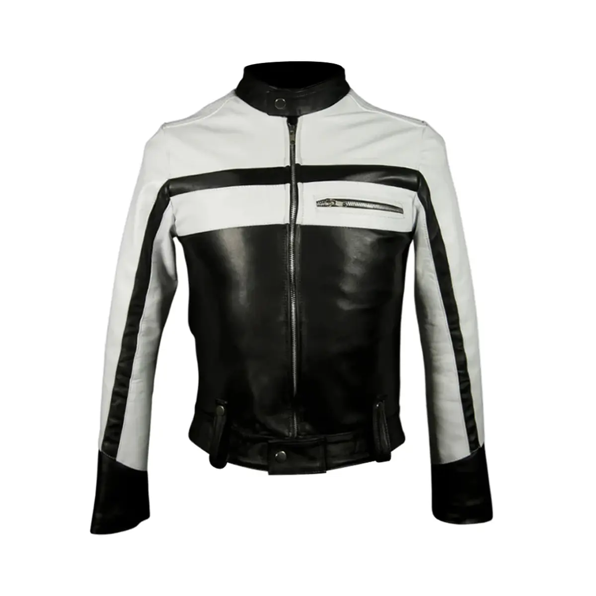 Unisex Biker Genuine Leather Jacket- Motorcycle Slim Fit Soft Leather by Hide Crafts Man Menswear