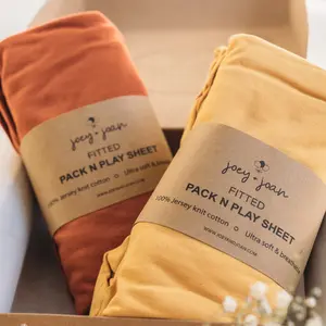 Fitted Sheets for Baby Bjorn, Guava Lotus Travel Crib and 24 x 42 Inch Travel Light Playard Mattress – Mustard Yellow + Burnt Orange (2 Pack)