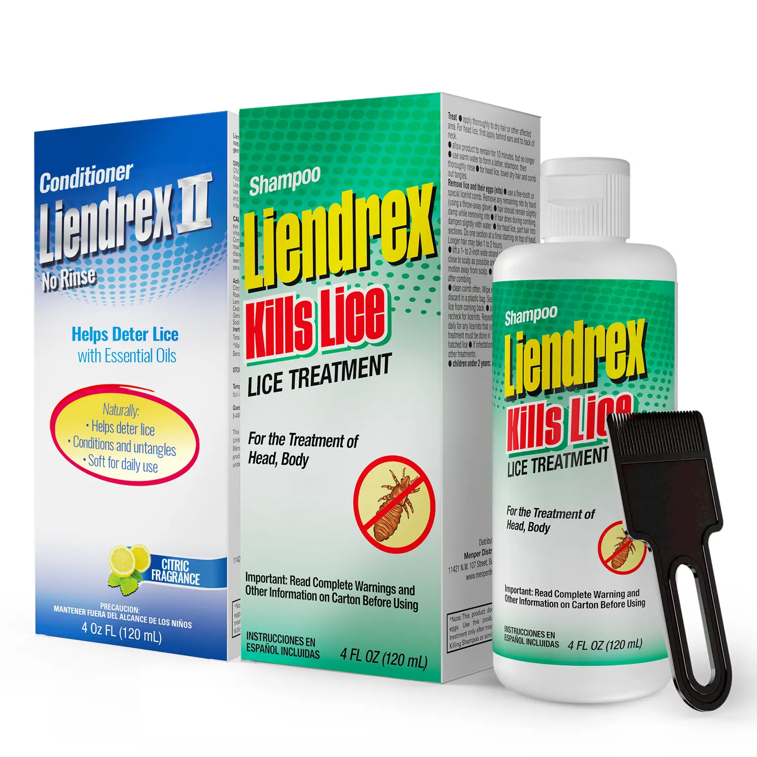 Liendrex Lice Care Bundle | Shampoo + Conditioner | 4 fl oz Each | Complete 2-step lice treatment, gentle family-safe formula for kids and adults