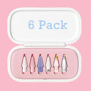 6 Pack Replacement Pencil Tips with Case for  iPad 2nd / 1st Generation -  and Precise Control iPencil Nibs Compatible with iPad for Pencil USB C/ 2nd/ 1st Gen  Pen
