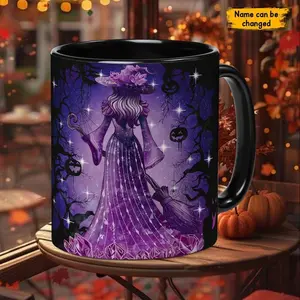 [Sale off up to 65%] Personalized Halloween Witch Mug, Custom Wiccan Coffee Cup Oil Paint Effect Witchy Gifts Witchcraft Teacup Gift for Pagan, Halloween Mug