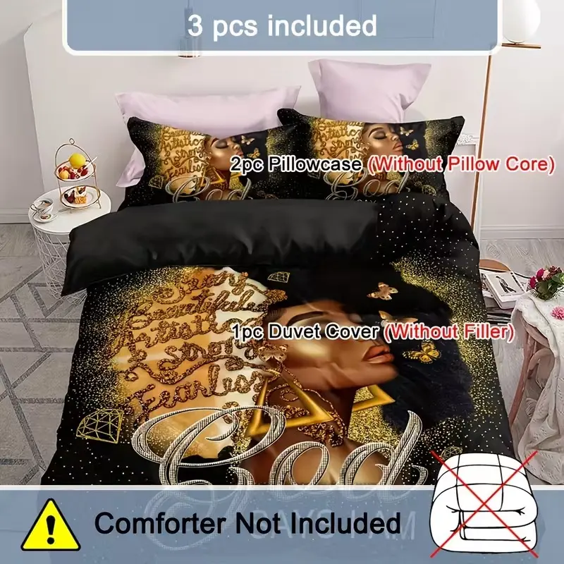 African Style Bedding Set, Luxury Bedroom Decor, Decorative Bedding Set, Soft and Comfortable Quilt Cover, Three-Piece Set for Home, Soft Bedding Sets