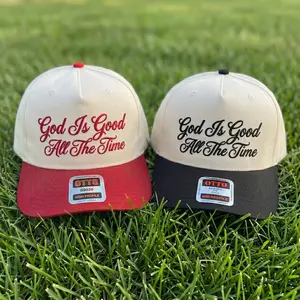 God Is Good All The Time Embroidered Trucker Cap, Two-Tone Cotton Christian Faith Hat
